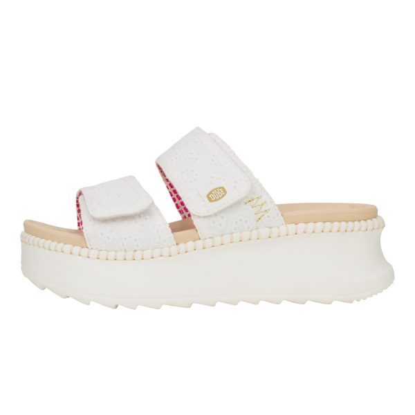 Delray Slide Eyelet - White